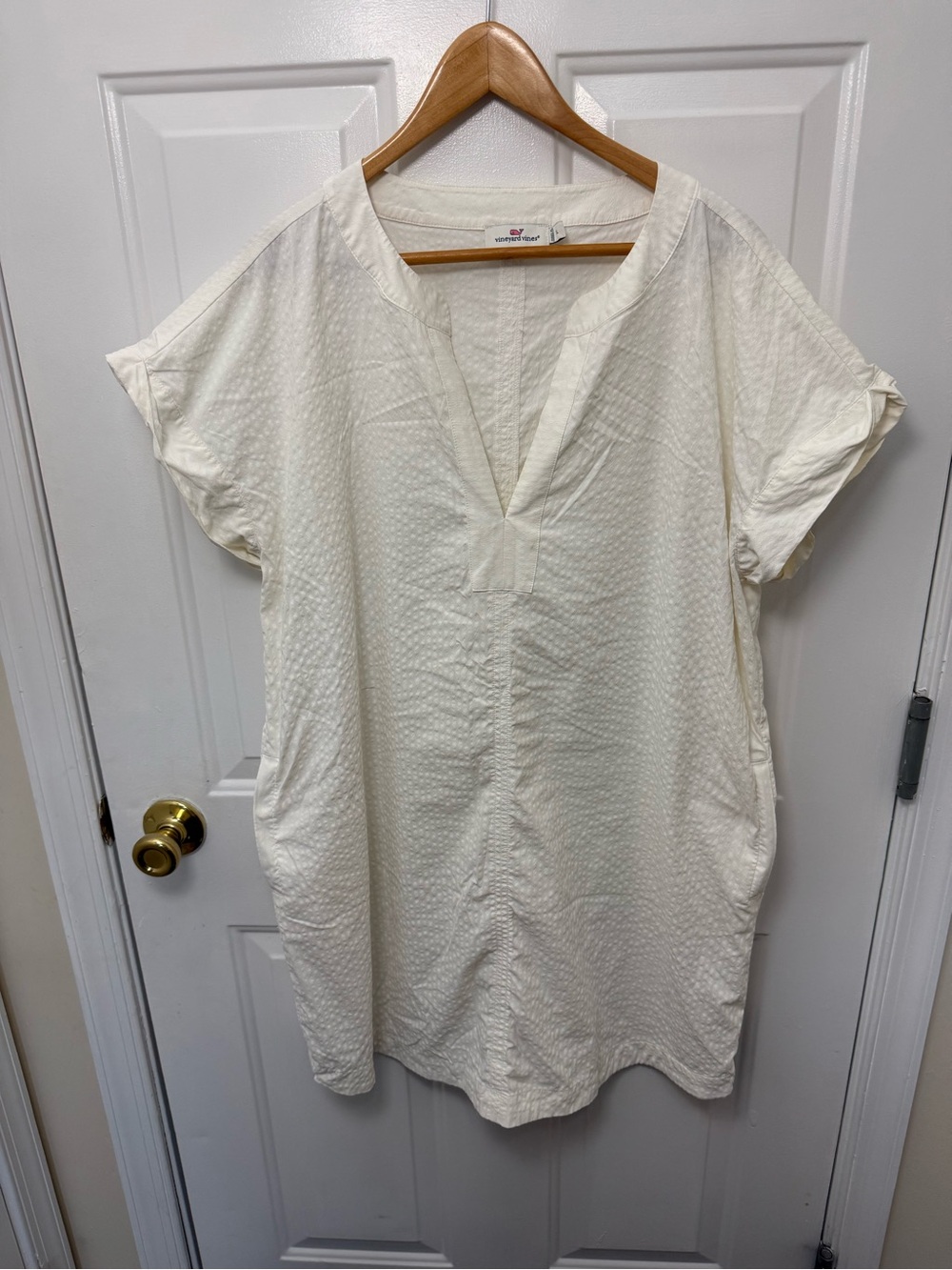 Vineyard Vines White V Neck Beach Coverup Size XL Summer Vacation Resort
